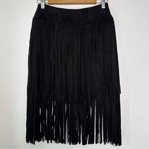 Vocal USA Black Fringe Skirt Size Small Western Festival Boho Whimsigoth EUC